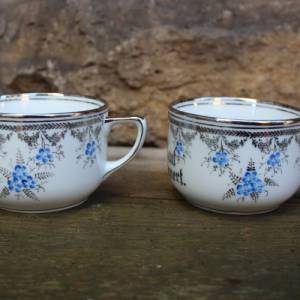 2 antike Kaffeetassen Silberbräutigam Silberbraut Paul & Emma Mehnert Spruchtasse Tasse Sammeltasse  um 1900 - 1910 Bild 3