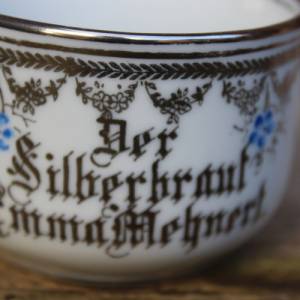 2 antike Kaffeetassen Silberbräutigam Silberbraut Paul & Emma Mehnert Spruchtasse Tasse Sammeltasse  um 1900 - 1910 Bild 6