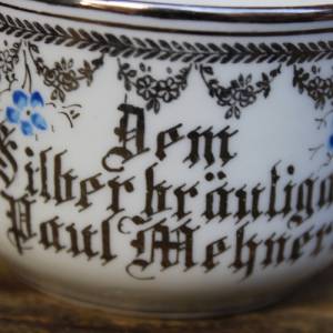 2 antike Kaffeetassen Silberbräutigam Silberbraut Paul & Emma Mehnert Spruchtasse Tasse Sammeltasse  um 1900 - 1910 Bild 7