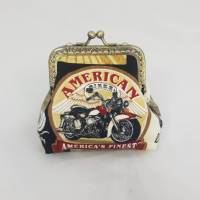 Geldbörse klein, Bügeltasche, braun, Motorrad vintage Bild 1