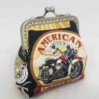 Geldbörse klein, Bügeltasche, braun, Motorrad vintage Bild 2