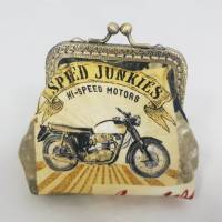 Geldbörse klein, Bügeltasche, braun, Motorrad vintage Bild 3