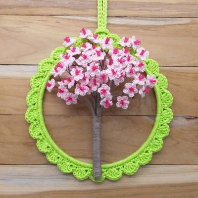 Häkelanleitung Kirschblüten-Dekohänger - einfach & vielseitig aus Wollresten
