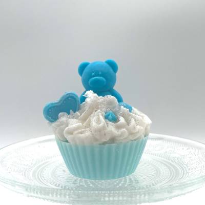 Duftkerze - Teddy Bear Cupcake - blau