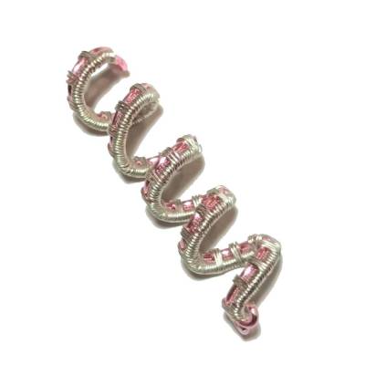 Zierliche Spiralperle handgewebt rosa silberfarben handmade Haarschmuck Zopfperle Dreadlock in wirework handgemacht