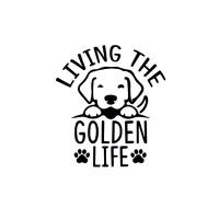 Bügelbild Living the golden Life Golden Retriever Hund Welpe in deiner Wunschfarbe Bild 1