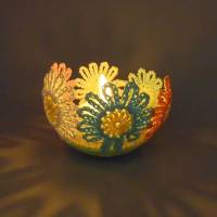 Häkelanleitung Blumen-Teelichthalter - einfach aus Wollresten Bild 2
