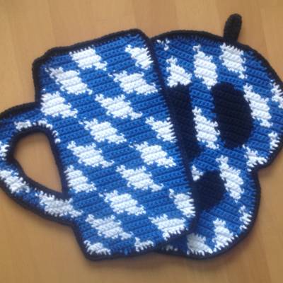 Topflappenset "Bayern", gehäkelt, Baumwolle