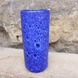 blaue Vase Fat Lava Keramik  14,5 cm Silberdistel ? WGP 60er 70er Jahre West Germany Bild 2