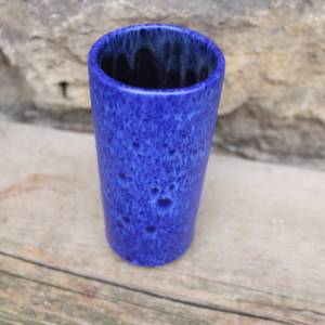 blaue Vase Fat Lava Keramik  14,5 cm Silberdistel ? WGP 60er 70er Jahre West Germany Bild 3