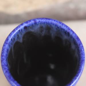 blaue Vase Fat Lava Keramik  14,5 cm Silberdistel ? WGP 60er 70er Jahre West Germany Bild 4