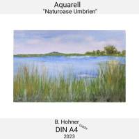 Aquarell, DIN A4 "Naturoase Umbrien", original & signiert Bild 1
