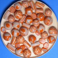 Perlensortiment, orange creme, Polymerclay, Fimo, Kugeln, Scheiben und Röhren, Perlenmix, Perlenset, Perlenmischung Bild 2