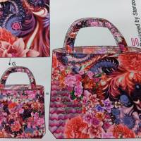 Stenzo Taschenpanel, Taschenstoff pink gemustert, Blüten Muster, Paisley, Canvas Panel, DiY Tasche Bild 5