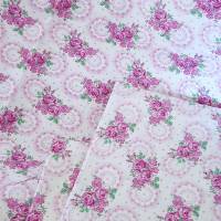 Vintage Bettwäsche, Überbreite, Rosen Blümchen Punkte - unbenutzt - Bauernbettwäsche Bauernstoffe rosa beere lila weiß Bild 3