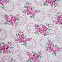 Vintage Bettwäsche, Überbreite, Rosen Blümchen Punkte - unbenutzt - Bauernbettwäsche Bauernstoffe rosa beere lila weiß Bild 4