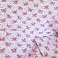 Vintage Bettwäsche, Überbreite, Rosen Blümchen Punkte - unbenutzt - Bauernbettwäsche Bauernstoffe rosa beere lila weiß Bild 6