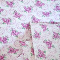 Vintage Bettwäsche, Überbreite, Rosen Blümchen Punkte - unbenutzt - Bauernbettwäsche Bauernstoffe rosa beere lila weiß Bild 7