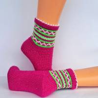 Handgestrickte Socken Strümpfe Wollsocken Kuschelsocken Größe 38/39 Bild 8