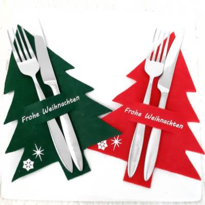 Bestecktasche aus Filz, weihnachtliche Tischdeko