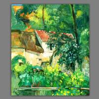 Leinwandbild Haus in Auvers Frankreich abstrakt nach einem alten Gemälde ca. 1873 Vintage Style Reproduktion Cezanne Bild 1