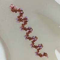 Funkelnde Haarperle handgewebt rosa kupfer handmade Haarschmuck Dreadlock wirework handgemacht Bild 2
