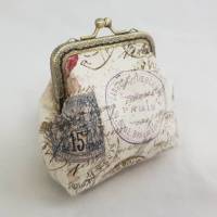 Geldbörse klein, Bügeltasche, beige, Poststempel vintage Bild 2