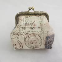 Geldbörse klein, Bügeltasche, beige, Poststempel vintage Bild 3