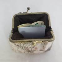 Geldbörse klein, Bügeltasche, beige, Poststempel vintage Bild 6