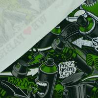 French Terry mit Graffity grün Spraydose Sneaker mit Flügel 50 x 160 cm ♕ Sweat Bild 6