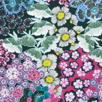 ♕ Baumwollstoff beschichtet mit bunten Blüten Blumen 25 cm x 150 cm abwaschbar ♕ Bild 1