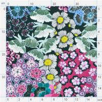 ♕ Baumwollstoff beschichtet mit bunten Blüten Blumen 25 cm x 150 cm abwaschbar ♕ Bild 2