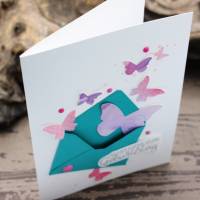 Glückwunschkarte zum Geburtstag - Briefumschlag mit Schmetterlingen, Geburtstagskarte Bild 4