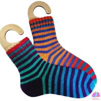 Socken Größe 40/41, handgestrickt, Farbe: Fuchsienbeet & Türkismühle Bild 1