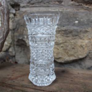 Kristall Vase 15 cm Waffelmuster 24 % Bleikristall  60er 70er Jahre DDR Bild 1
