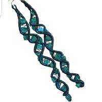 Ohrringe petrol blau Spiralperlen mit funkelnden Mini Glaswürfeln Ohrhaken silberfarben handmade Ohrschmuck handgemacht Bild 2