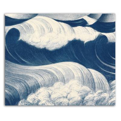 Leinwandbild Die Blaue Welle nach einem alten Gemälde ca. 1917 abstrakt Meer See Maritim Vintage Style Reproduktion