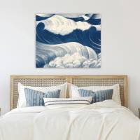 Leinwandbild Die Blaue Welle nach einem alten Gemälde ca. 1917 abstrakt Meer See Maritim Vintage Style Reproduktion Bild 3