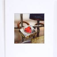 Original handgemaltes Mini Bild, Quadratische Miniatur für Verliebte  Liebesschloss, Kunst aus Sprühpistole Bild 1