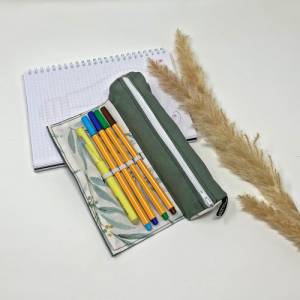 personalisiertes Federmäppchen Schule - grün - Stiftemäppchen mit Namen Gummiband, Geschenk Studentin, Mäppchen Mädchen Bild 2