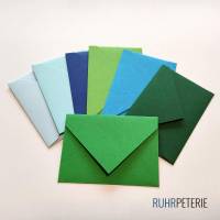 20 kleine Briefumschläge handgemacht | blau grün Umschläge | kleine Kuverts zum Schenken Bild 2
