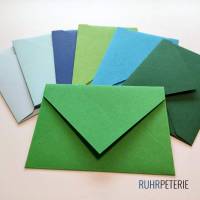 20 kleine Briefumschläge handgemacht | blau grün Umschläge | kleine Kuverts zum Schenken Bild 3