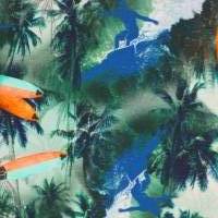 ♕ Jersey Digitaldruck Surfer Palmen Wellenreiten Hawaii 50 cm  x 155 cm  Nähen ♕ Bild 3