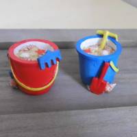 Miniatur Sandeimer mit Muscheln  für die maritime Deko oder  zum Basteln - Puppenhaus - Krippenbau Diorama Bild 2