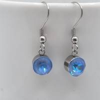 Ohrringe Ohrhänger mit Swarovski Chaton Kristallen Blau Ocean DeLite (O137) Bild 2