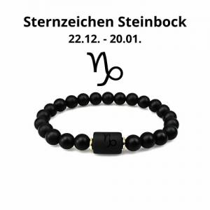 Sternzeichen Steinbock Armband: Zielstrebigkeit mit Eleganz und schwarzen Natursteinen - Steinbock-Horoskop Bild 1