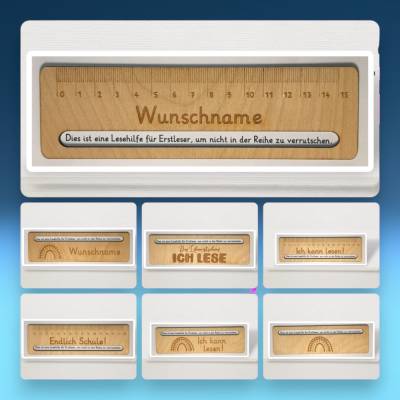 Lesehilfe, auf Wunsch personalisierbar, für Schulkinder, Lineal, Leseschablone, für die Schultüte zur Einschulung