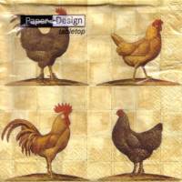 Servietten Kikiriki, mit Gockelhahn und Hühnern, 20 Lunchservietten von PaperDesign zum Basteln Bild 1