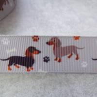Dackel Hund Terrier grau  Ripsband, Band 22 mm  Borte Bild 2