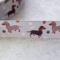 Dackel Hund Terrier grau  Ripsband, Band 22 mm  Borte Bild 3